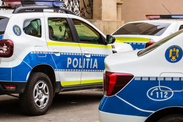 Румунські Поліцейські Машини Politia Rutiera Центрі Бухареста Румунія 2022 Рік — стокове фото