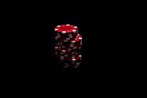 Stack Pokermarker Svart Bakgrund — Stockfoto