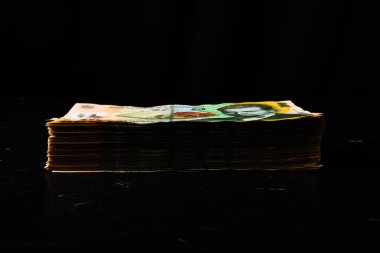 Bir yığın LEI Romanya parası. RON Leu Para Avrupa Para Birimi