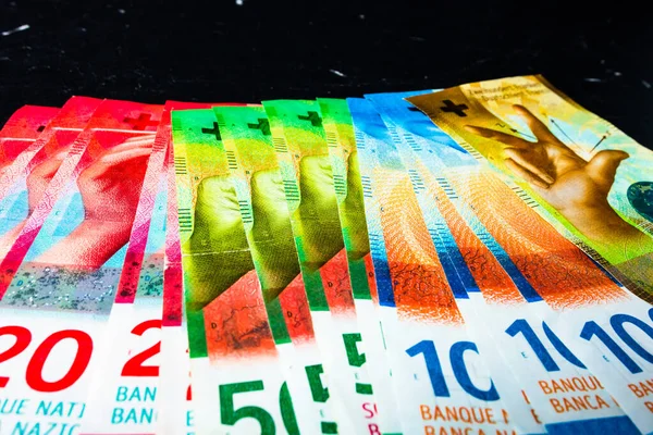 Billete Francos Suizos Chf Moneda Concepto Dinero Mundial — Foto de Stock