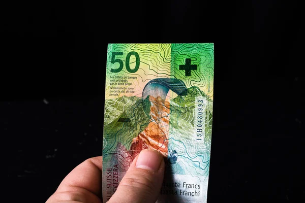 Švýcarská Franková Bankovka Měna Chf Koncept Světových Peněz — Stock fotografie