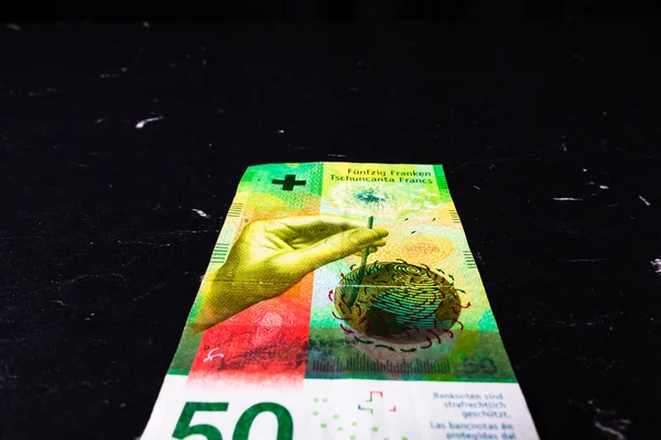 Swiss Franc Banknote Chf Currency World Money Concept — 图库照片