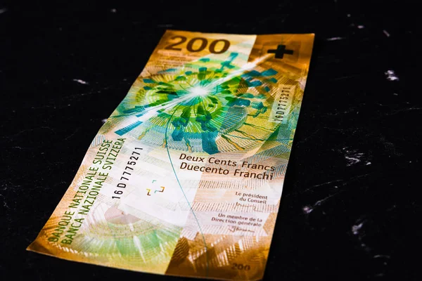 Švýcarská Franková Bankovka Měna Chf Koncept Světových Peněz — Stock fotografie