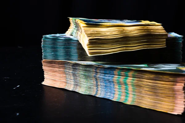 Egy Halom Lei Román Pénz Ron Leu Money Európai Valuta — Stock Fotó