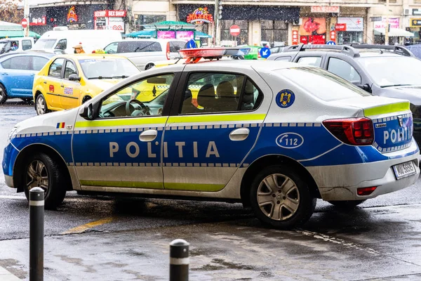 Romanya Bükreş Teki Kuzey Tren Stasyonu Önünde Polis Arabası 2022 — Stok fotoğraf