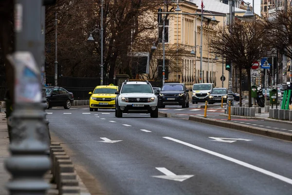 Autoverkehr Berufsverkehr Der Innenstadt Autoverschmutzung Stau Bukarest Rumänien 2022 — Stockfoto