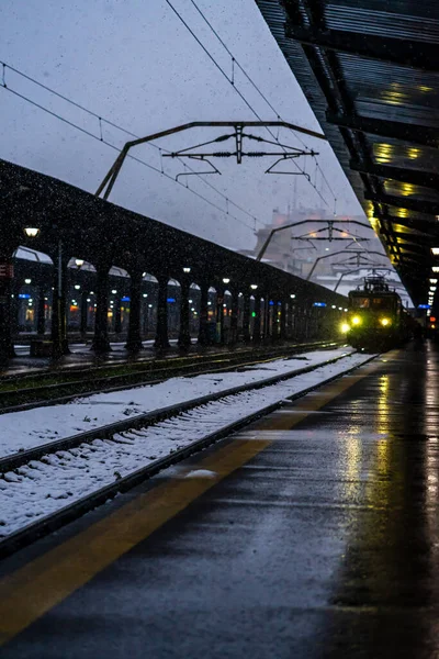 Estação Ferroviária Norte Gara Nord Durante Dia Frio Nevado Bucareste — Fotografia de Stock