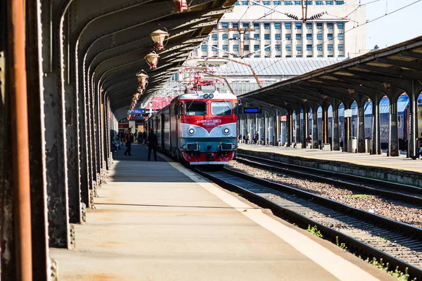 Bükreş, Romanya 'daki Bükreş (Gara de Nord Bükreş) tren istasyonunda ya da hareket halindeki tren platformunda 2022