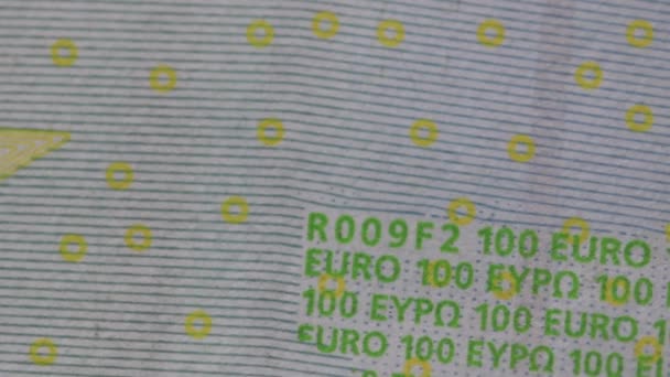 Detalle Macroeconómico Los Billetes 100 Euros Aislados Concepto Inflación Economía — Vídeos de Stock