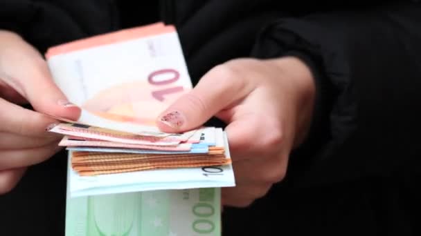 Compter Montrer Argent Euros Compter Les Billets Euros — Video