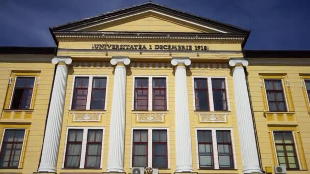 Detale Architektoniczne Elewacja Budynku Uniwersytetu Grudnia 1918 Alba Iulia Rumunia — Wideo stockowe