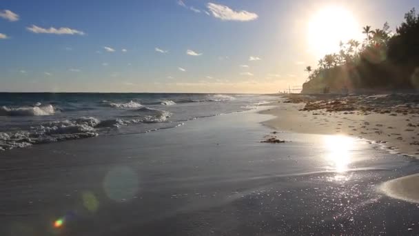 Strand Wellen Und Wolken Idyllischen Strand Hamilton Bermuda — Stockvideo