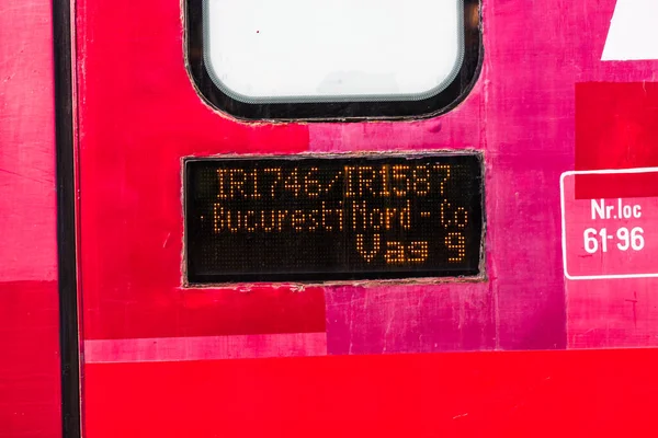 Train Destination Label North Railstation Bucharest Romania 2022 — Stock Photo, Image