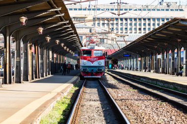 Bükreş, Romanya 'daki Bükreş (Gara de Nord Bükreş) tren istasyonunda ya da hareket halindeki tren platformunda 2022