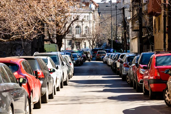 Tráfego Automóveis Hora Ponta Poluição Carro Engarrafamento Timis Roménia — Fotografia de Stock