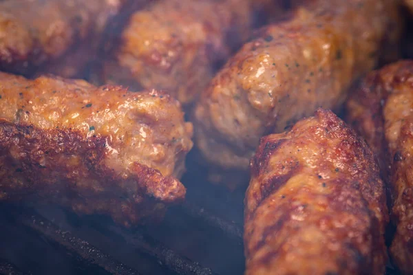 Cibo Tradizionale Rumeno Polpette Carne Mici Alla Griglia Gustose Polpette — Foto Stock