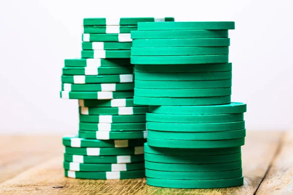 Fiches Del Casinò Poker Accumulano Vicino Concetto Casinò Rischio Possibilità — Foto Stock