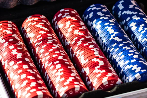 Poker Fişleri Arka Planı Kapatır Kumarhane Konsepti Risk Şans Iyi — Stok fotoğraf