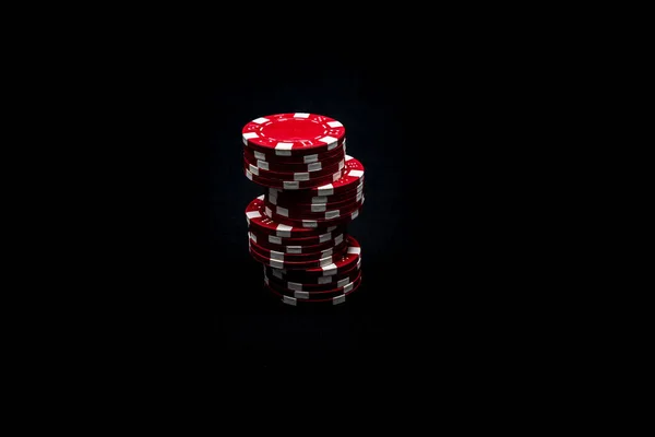 Stapel Van Poker Chips Zwarte Achtergrond — Stockfoto