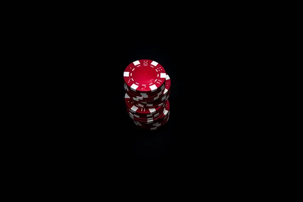 Стек Покерних Фішок Чорному Тлі — стокове фото