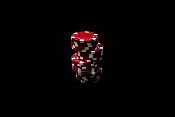 Hromada Poker Žetony Černém Pozadí — Stock fotografie