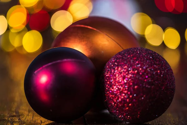 Christmas Decorations Blurred Background Out Focus Lights Close Glittery Christmas — Stock Photo, Image