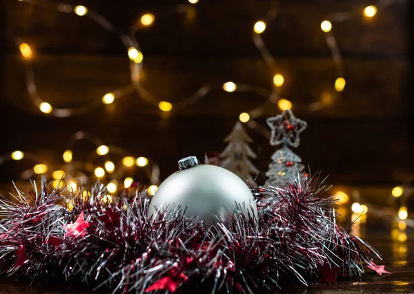 Christmas Decorations Blurred Background Christmas Balls Christmas Lights — Stock Photo, Image