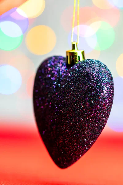 Decoración Navidad Forma Corazón Aislada Sobre Fondo Borroso Luces — Foto de Stock