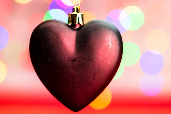 Decoración Navidad Forma Corazón Aislada Sobre Fondo Borroso Luces — Foto de Stock