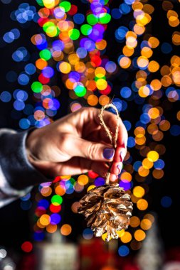 Bokeh Noel ışıklarıyla Noel süslemesi