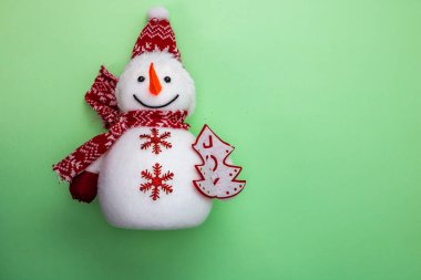 Kardan adam figürü izole edildi. Aralık sezonu için kopyalama alanı olan en üstteki görünüm.