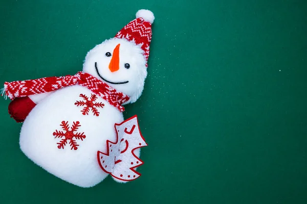 Snowman Figurine Isolated Top View Copy Space December Season — Stock Photo, Image
