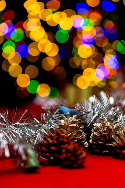 Natale Decorazione Natale Capodanno Vacanze Sfondo Stagione Invernale Con Ornamenti — Foto Stock