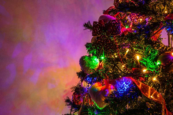 Décoration Noël Dans Arbre Noël Avec Lumières Noël — Photo