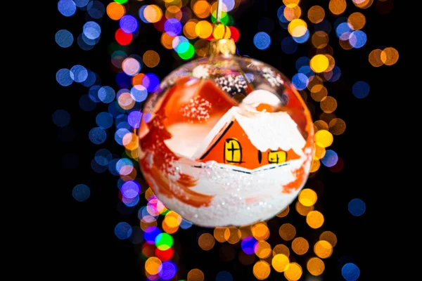 Holding Christmas Decoration Bokeh Lights Background — Stock Photo, Image