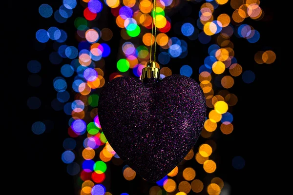 Holding Christmas Decoration Bokeh Lights Background — Stock Photo, Image