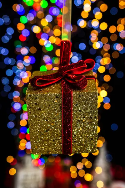 Celebración Decoración Navidad Contra Fondo Luces Bokeh —  Fotos de Stock