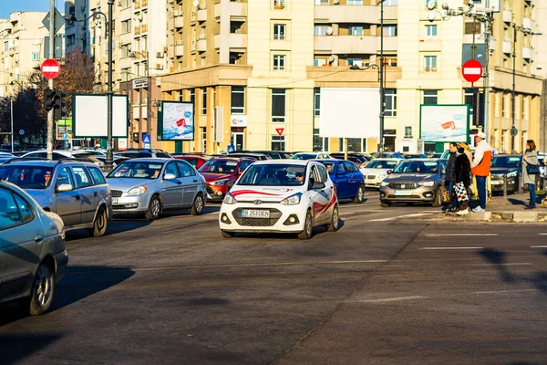 Tráfego Automóvel Poluição Engarrafamento Manhã Noite Capital Bucareste Roménia 2022 — Fotografia de Stock