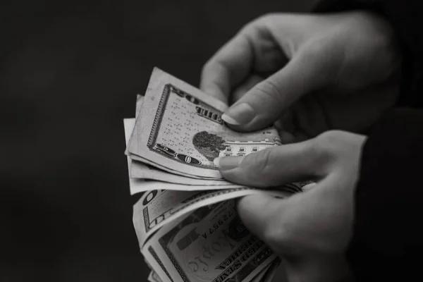 Dinheiro Preto Branco Detalhe Dinheiro — Fotografia de Stock