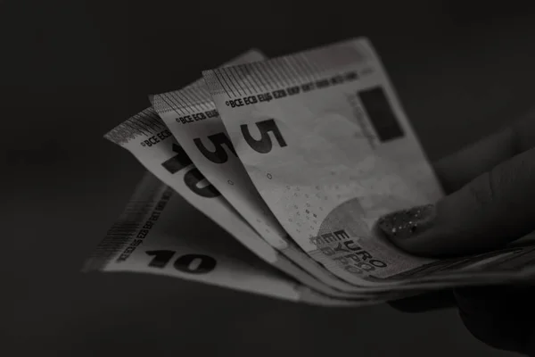 Dinero Blanco Negro Detalle Dinero —  Fotos de Stock