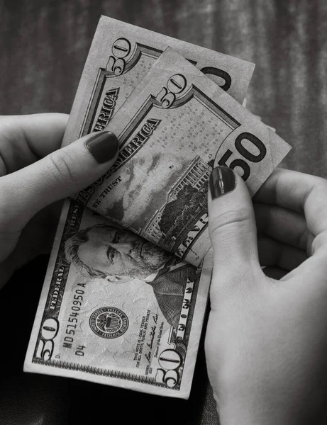 Χρήματα Ασπρόμαυρα Λεπτομέρεια Χρημάτων — Φωτογραφία Αρχείου