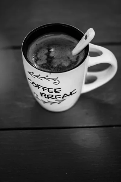 Svart Kaffekopp Frukostkaffekoncept — Stockfoto