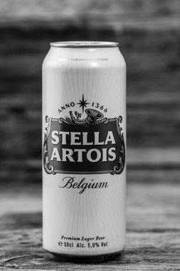Stella Artois bira kutusu. Bükreş, Romanya, 2022