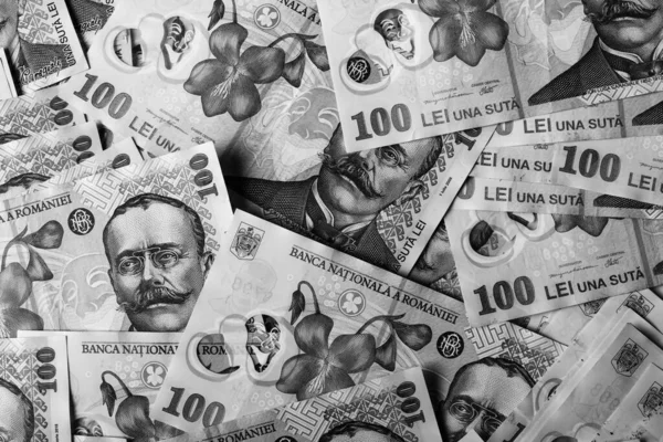 Stack Lei Romanian Money Ron Leu Money European Currency — Stock Photo, Image