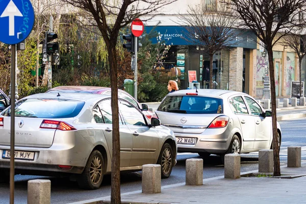 Bucarest Roumanie Circa 2022 Circulation Automobile Pollution Embouteillage Matin Soir — Photo