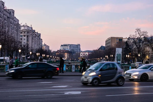 Bucharest Romania Circa 2022 Car Traffic Rush Hour Air Pollution — Stock Photo, Image