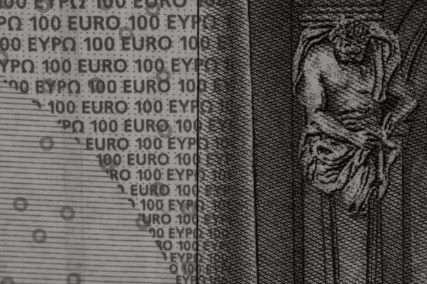 世界のお金の概念 100ユーロ紙幣のマクロの詳細 ユーロ通貨のマクロの写真 — ストック写真