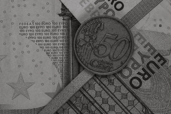 Detail Euro Money Table Macro Shot Close Photo Euro Business — Stockfoto