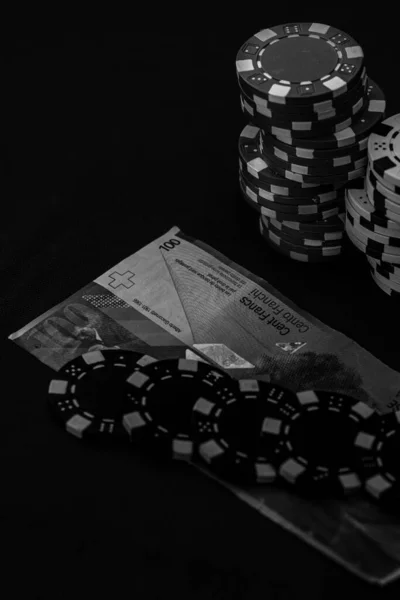 Chip Poker Uang Dan Judi — Stok Foto