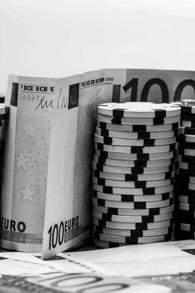 Fichas Póquer Dinero Apuestas — Foto de Stock